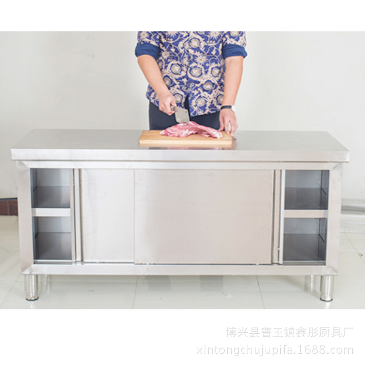 拉门工作台厨房专用桌子打荷操作台切菜商用台面案板柜可定制尺寸|ru