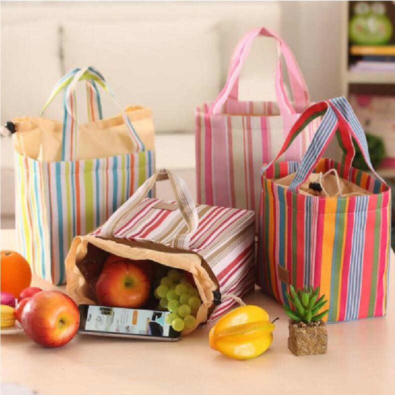 wholesale canvas Bento bag Lunch Bags Ice pack the republic of korea lovely stripe canvas Beam port Cooler bag Lunch bag
