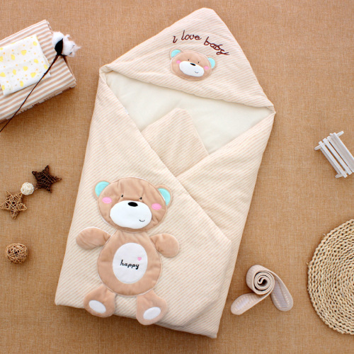 Infant Color Cotton Blanket, Thickened for Autumn/Winter, Detachable Dual-Layer, Thin for Spring/Summer, Newborn Baby Wrapping Supplies, One Piece for Wholesale