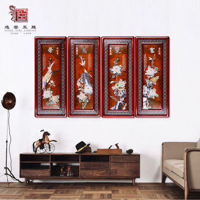 Manufactor Direct sale New Chinese style Jade carving art jade carving Quadruple a living room Decorative painting sofa background Wall Hanging picture