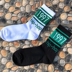 潮流男士運動襪 棉質街頭滑板潮牌數字1997男女情侶款中長筒襪子