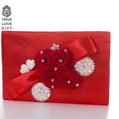 婚礼 签到本 中式创意高档礼金簿 大红蝴蝶结 厂家直销 一件代发|ms