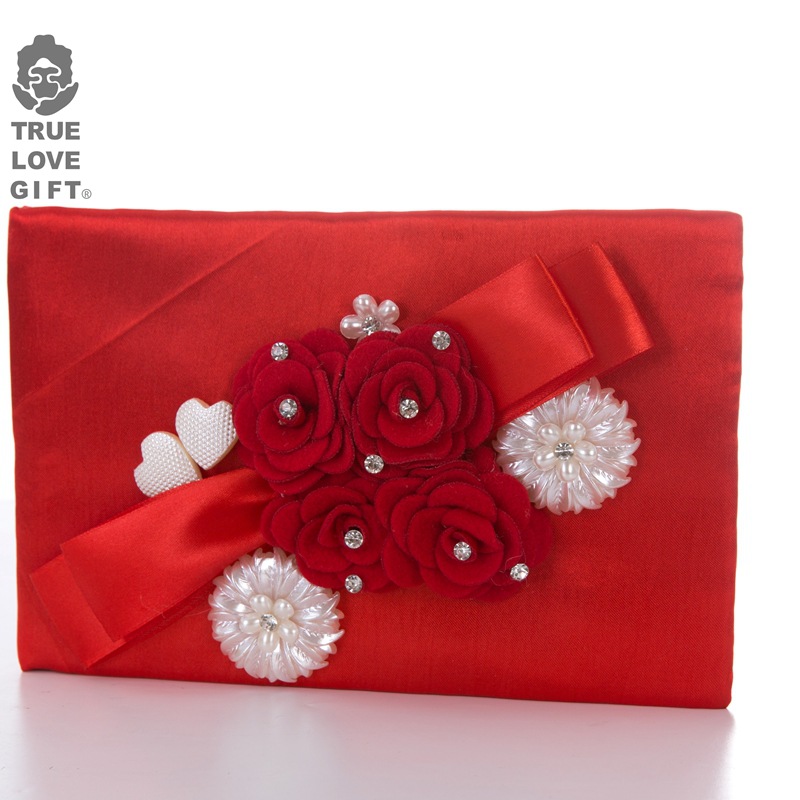 婚礼 签到本 中式创意高档礼金簿 大红蝴蝶结 厂家直销 一件代发|ms