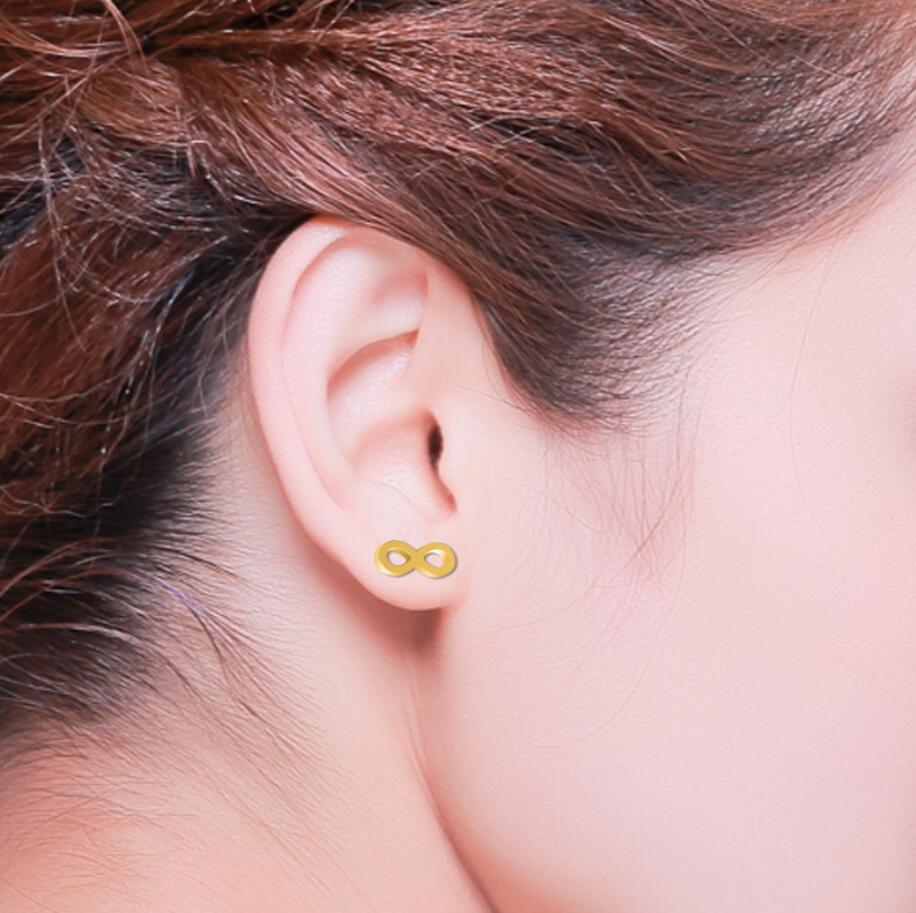 Ear Studs Classification 1 Pair Quantity PVD Coated 18K Gold Real Gold Plated Infinity 304 Stainless Steel Fashion Waterproof Non Tarnish Ear Studs