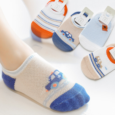 2018夏新薄款儿童袜子网眼棉袜卡通男女童袜宝宝防滑船袜透气吸汗|ms
