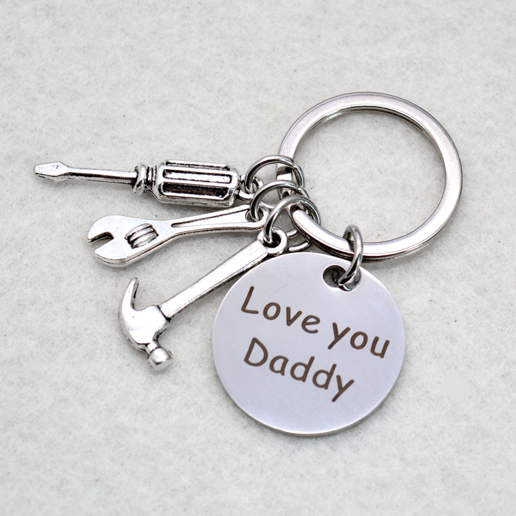 Stainless Steel Letter Tool Hammer Wrench Screwdriver Father's Day Gift Key Ring display picture 3