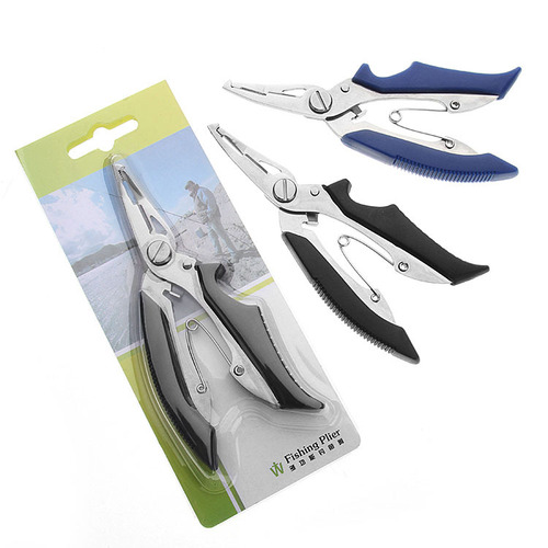 Card-mounted discount fishing tools multi-functional curved mouth fishing shears 717 Lua pliers powerful horse fish line scissors