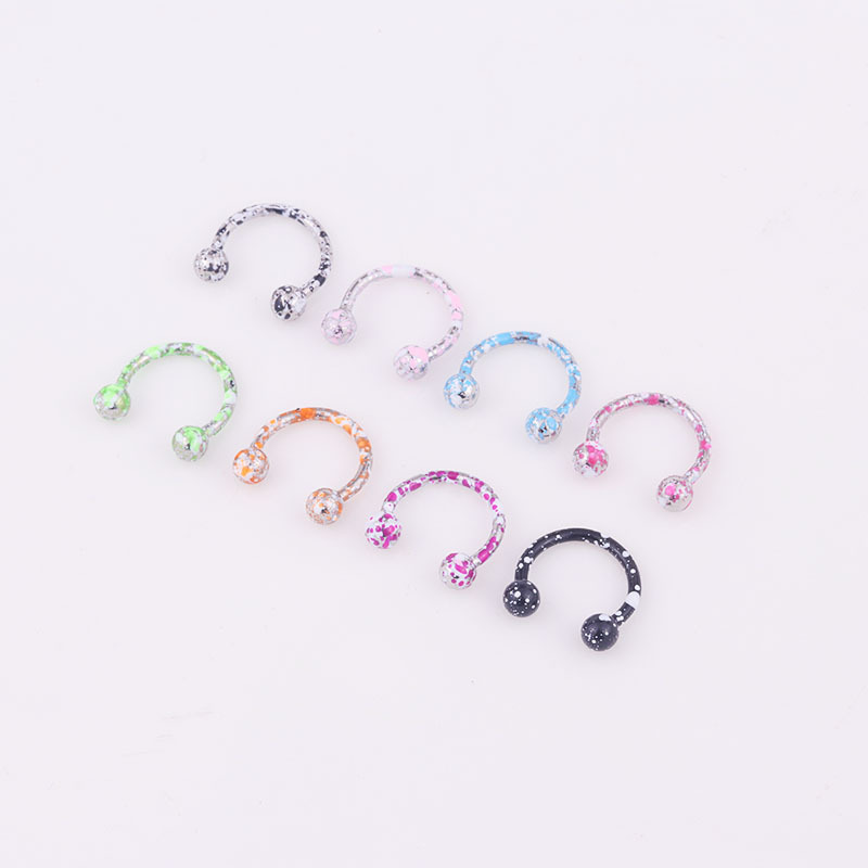 Stainless Steel Paint Horseshoe Nose Ring display picture 6