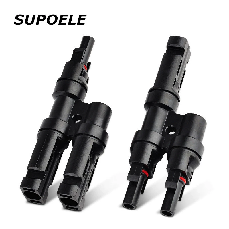 MC4 фотоэлектрический Т-образный Трехходовой разъем MC4 Солнечный двухоборотный кабельный разъем 2T ответвление фотоэлектрическое соединение