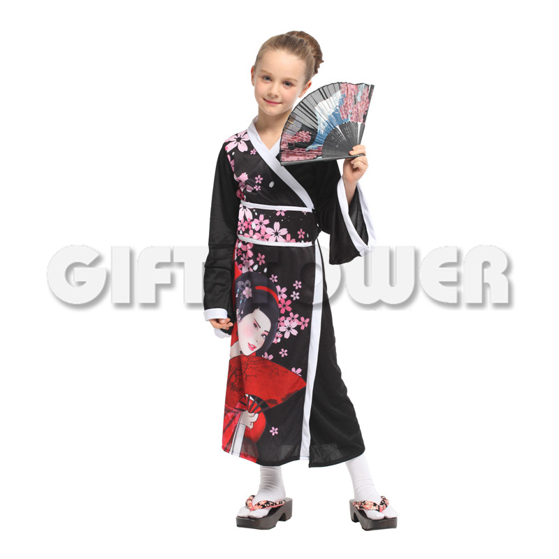 Stage performance costume, ethnic costume G-0351, Gorgeous little girl kimono, Halloween performance detail image 1