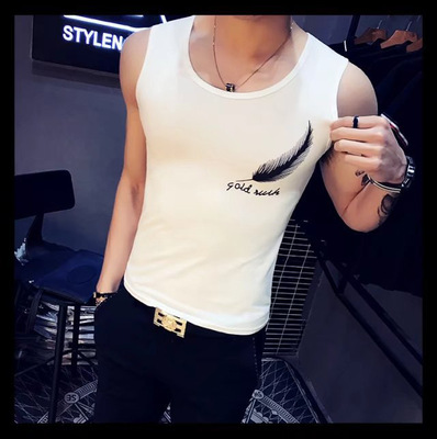 Broad shoulders vest printing black personality Stall Sleeveless New products 2020 man ventilation Korean Edition On behalf of