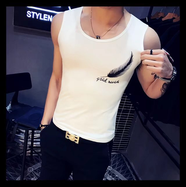 Broad shoulders vest printing black personality Stall Sleeveless New products 2020 man ventilation Korean Edition On behalf of