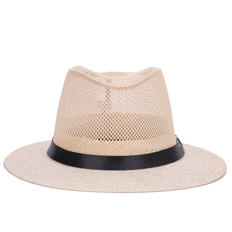 Sombrero sombrero de Jazz de los hombres británicos malla transpirable lino grande sombrero de ala plana sombrero de sol al aire libre cómodo todo partido al por mayor