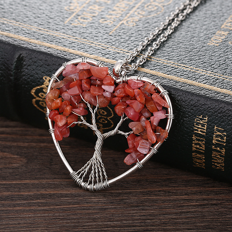 Retro Heart Shape Alloy Plating Natural Stone Pendant Necklace 1 Piece
