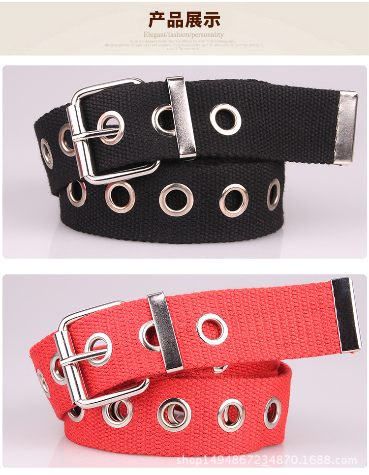 New Style Hollow Eye Belt Nylon Canvas Belt Wholesale display picture 4