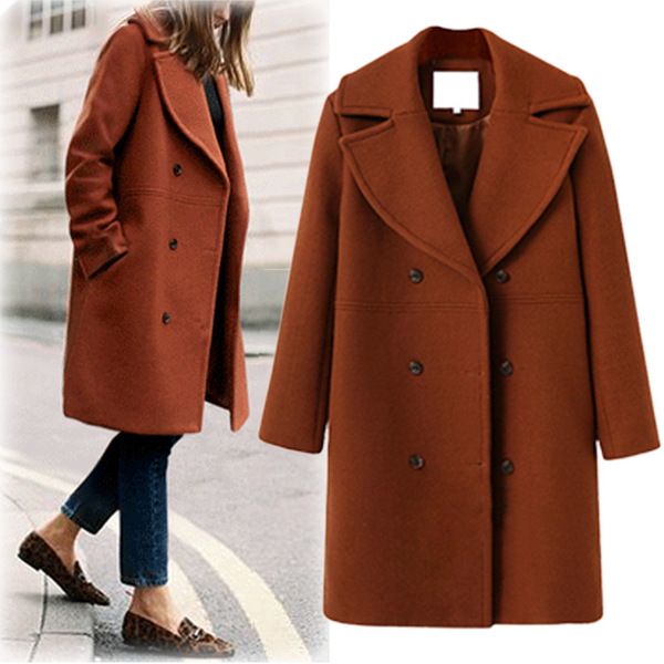 Wool coat medium length trench coat