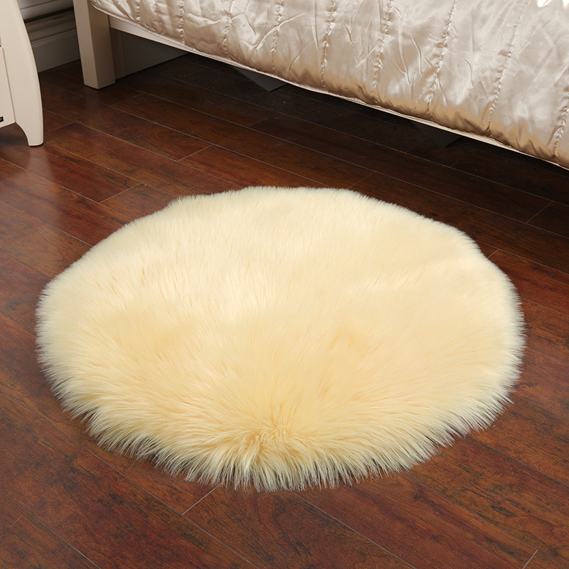 厂家批发长毛绒圆形地毯卧室地毯床边毯毛毛地毯梳妆凳圆形垫飘窗