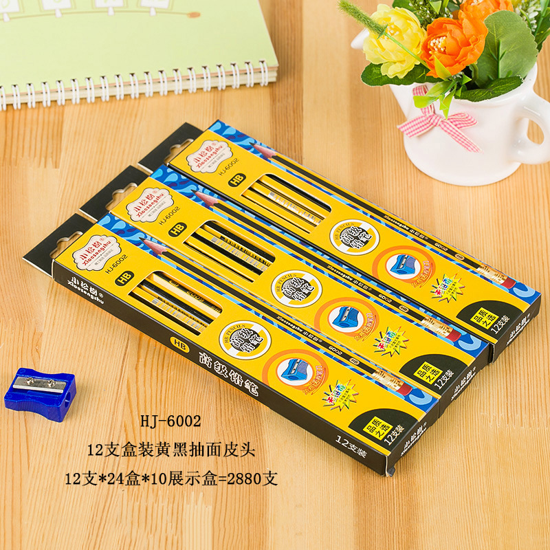 小松树铅笔不断芯小学生办公铅笔12支六角三角橡皮小松树详情图12