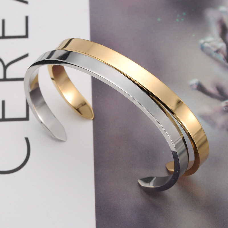 Simple En Acier Inoxydable Marquage Laser Gravure Bracelet Ouvert En Gros Nihaojewelry display picture 7