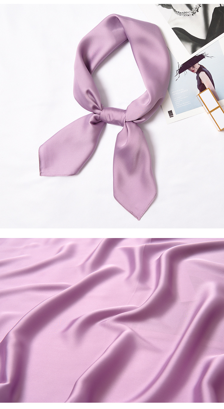 123g Weight Silk Scarf Classification Daily Occasion Satin Material Solid Color Pattern Summer, Spring, Autumn Season Women'S Gender Simple Style Style Women's Simple Style Solid Color Satin Silk Scarves 8