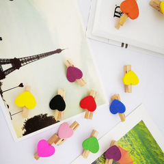 Colorful Heart Photo Clip Creative Heart Wooden Small Clips Cartoon Healthy Sticky Note Clip