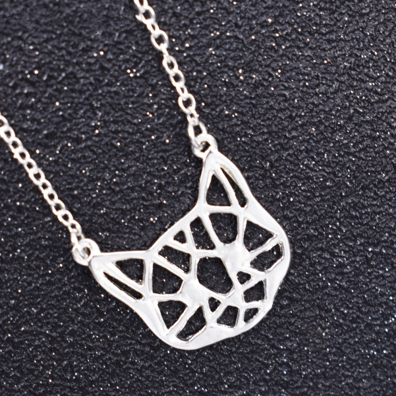 Hollow cat pendant necklace plating gold silver animal kitten necklace clavicle chain wholesale