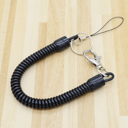 Key elastic lanyard TPU plastic spring rope metal key chain lanyard anti-lost mobile phone rope hardware accessories