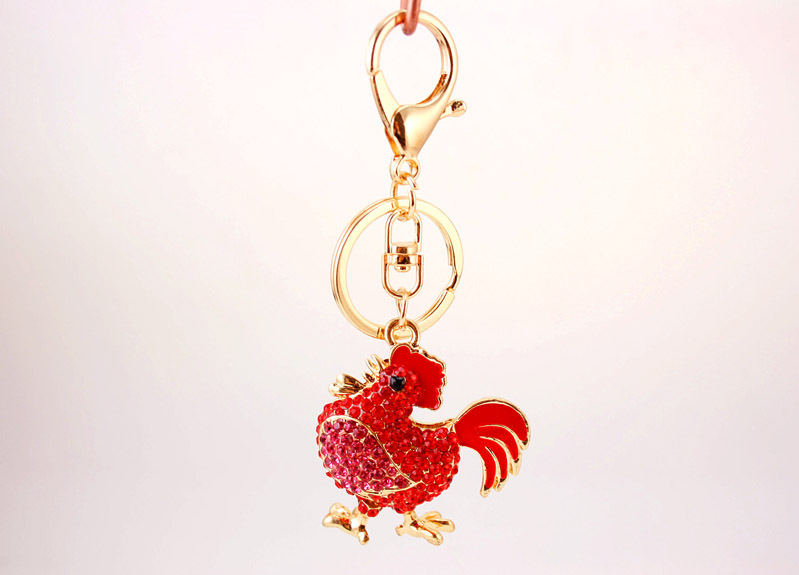 40g Weight Birthday Occasion Alloy, Metal Material Constellation Pattern Unisex Gender Creative Cute Little Rooster Diamond Keychain 3