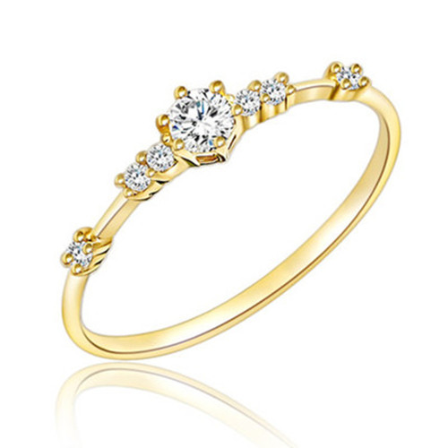 wish hot sale S925 sterling silver plated with 14K gold and 7 small diamonds, extremely slender and exquisite, fresh and fresh, Japanese foreign trade model