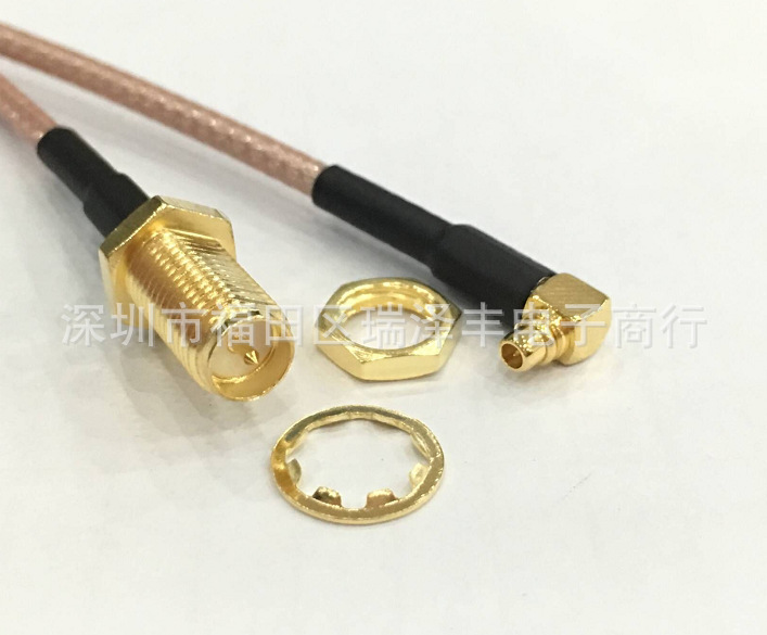 天线转接线MMCX-JW弯公头SMA-k母头公针射频线15-20CM