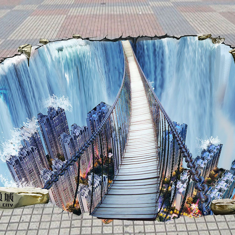 专业制作 3D地贴写真喷绘 户外防滑耐磨黑胶地贴 手工异形裁切