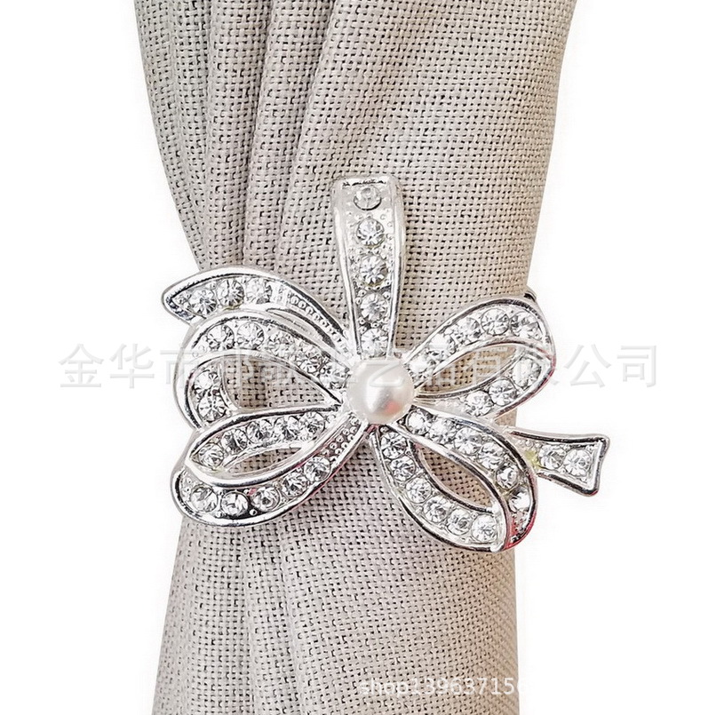silvery bow Curtain clip fashion Kirsite Diamond Curtain buckle Home Decor