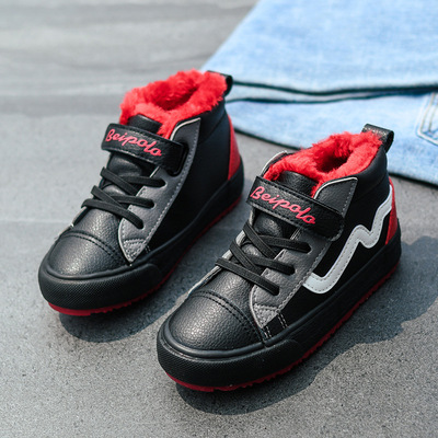 Babe Gaobang children Cotton-padded shoes 2018 winter new pattern keep warm Plush Bootie Child skate shoes waterproof Boy Cotton-padded shoes