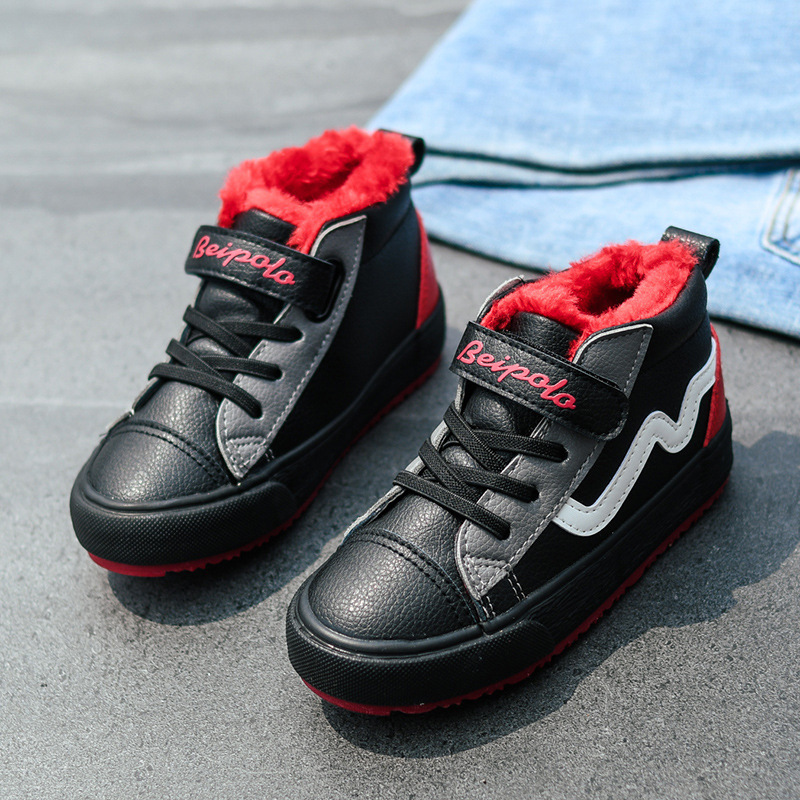 Babe Gaobang children Cotton-padded shoes 2018 winter new pattern keep warm Plush Bootie Child skate shoes waterproof Boy Cotton-padded shoes