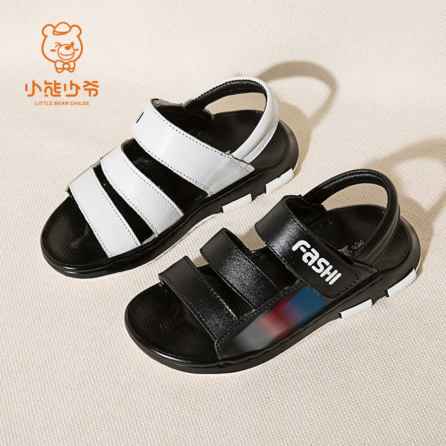 小熊少爷2019夏季男童鞋 真皮儿童凉鞋 沙滩鞋 宝宝凉鞋 男童凉鞋|ms
