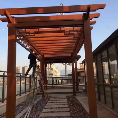 雨后骄阳佛山厂家定制全铝3D木纹葡萄架 铝合金户外攀藤花架|ms