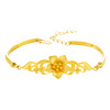 Golden brass bracelet, flowered, 24 carat