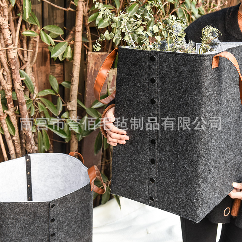 新款简约毛毡收纳桶 卧室收纳置物篮脏衣收纳篮 玩具收纳筐储物篮