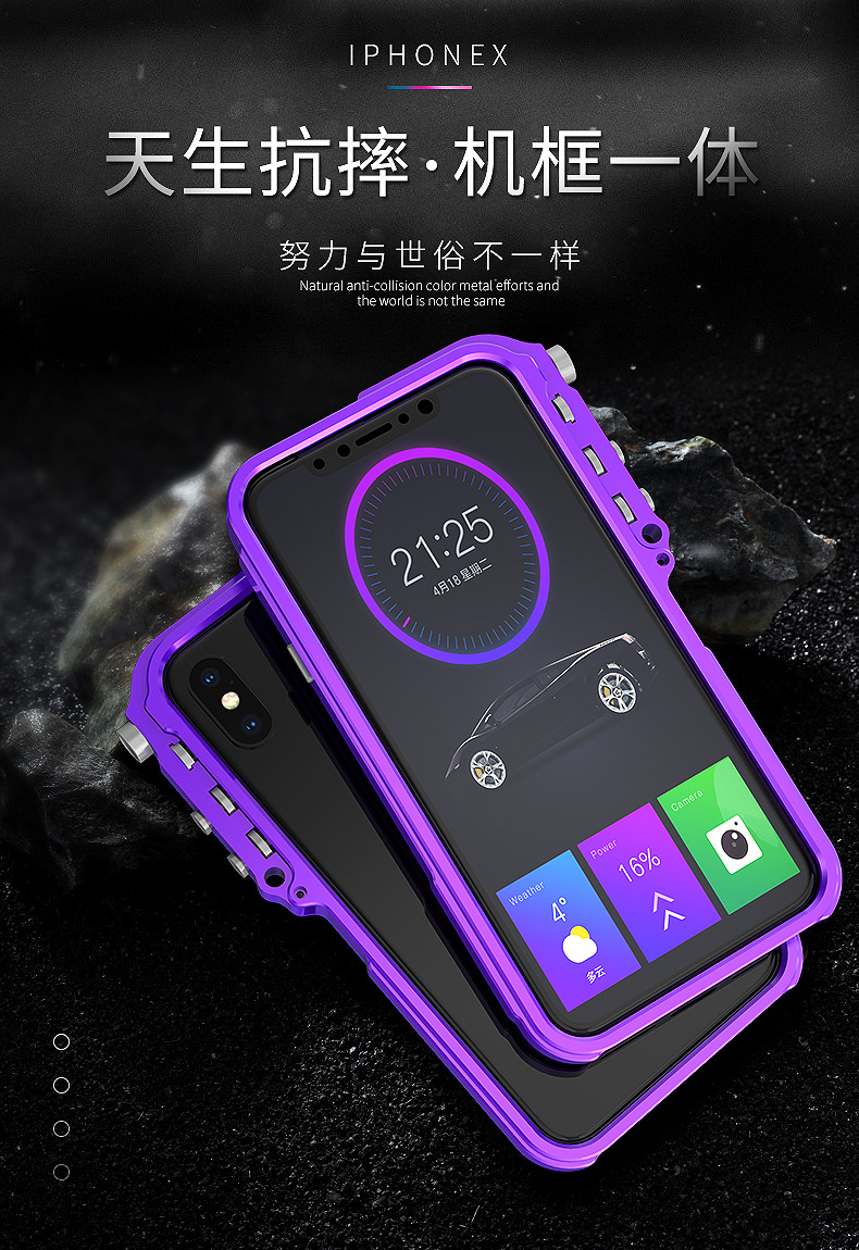 KANENG Mechanical Arm Trigger Aluminum Bumper Metal Frame Case Cover for Apple iPhone X