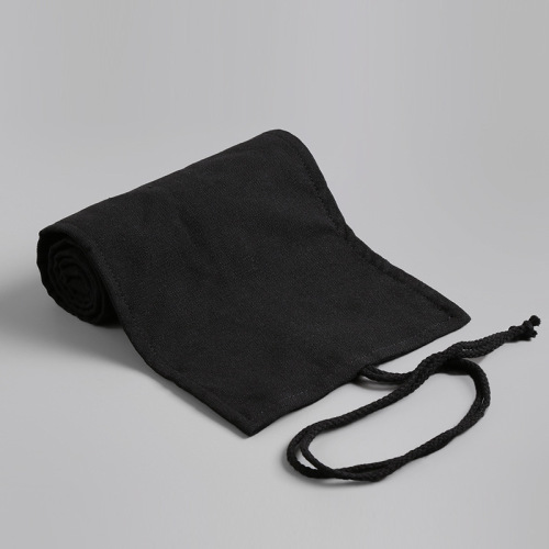 Pure black handmade canvas pencil bag 12 24 36 48 72 holes large capacity boys and girls sketch color pencil curtain