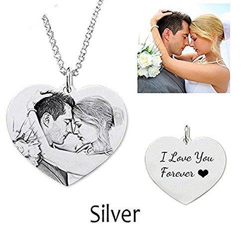 亞馬遜爆款s925純銀心形影雕工藝個性化照片名字定制飾品廠家直銷