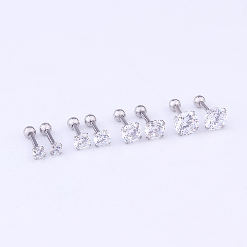 Fashion Geometric Inlaid Zircon Stainless Steel Ear Studs display picture 5