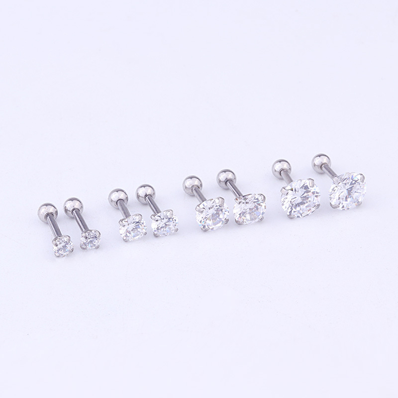 Mode Géométrique Zircon Incrusté Acier Inoxydable Boucles D'oreilles display picture 5