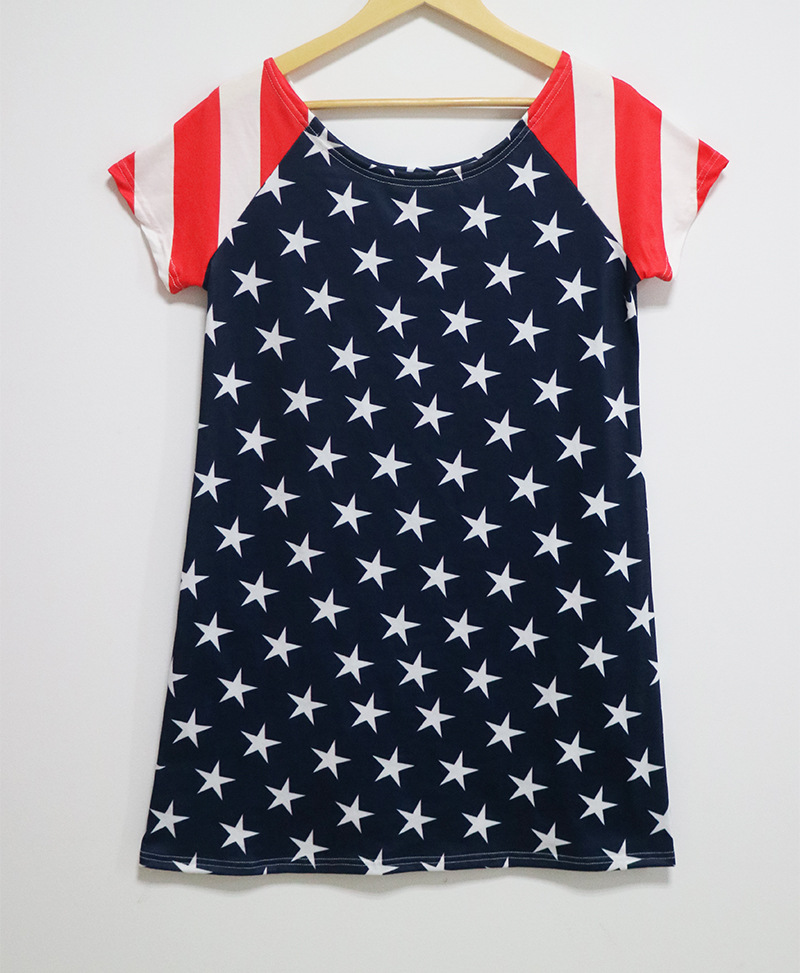 Color Block Irregular Star Dress Short Length American Flag Design Trendy Style Perfect for Parties and Celebrations