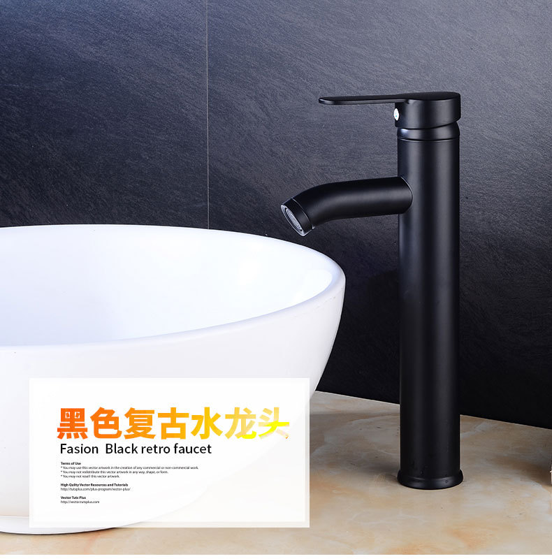 欧式全铜黑色烤漆仿古面盆水龙头浴室柜面盆卫浴单把冷热水龙头 卫浴货源 买卖货源网