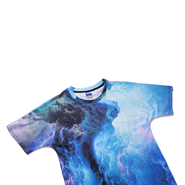 New Men’s Digital Cloud 3D Printed Short Sleeve T-shirt Large Size