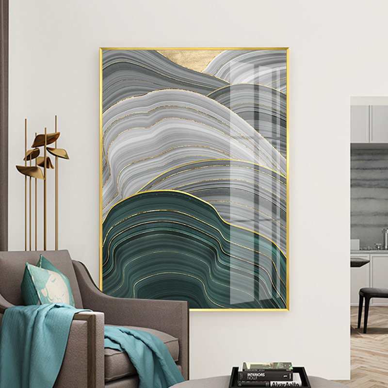 Abstract light luxury metal mural living...