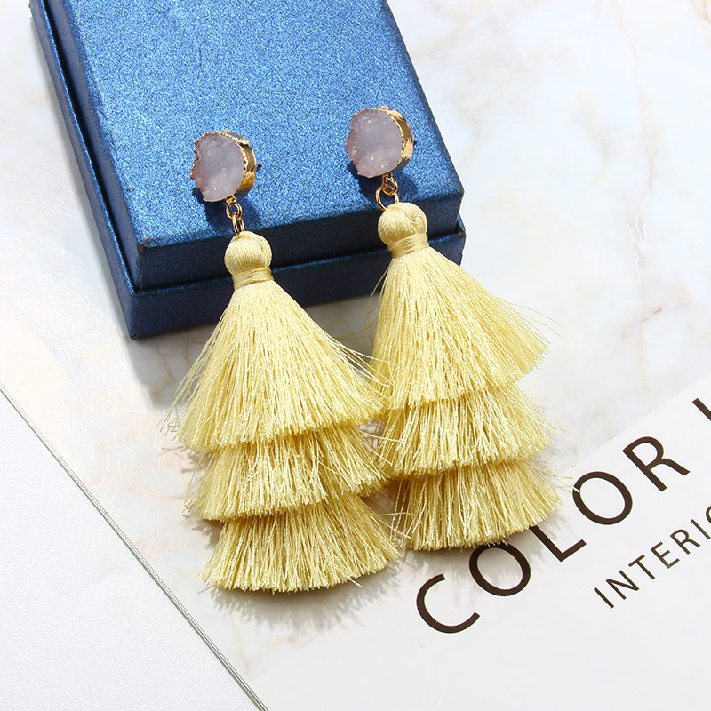 European And American Retro Ethnic Three-layer Tassel Multi-layer Splicing Earrings display picture 8