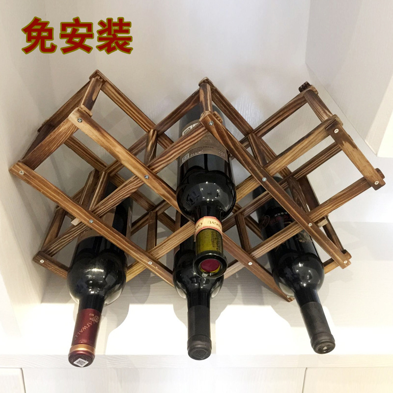 Cheap wholesale solid wood carbonized wine rack decoration creative wine rack household wine bottle storage rack European wine rack