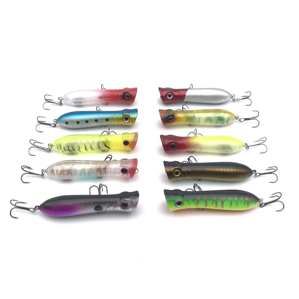 Floating Popper Fishing Lures 80mm 10g Hard Plastic Baits Fresh Water Bass Swimbait Tackle Gear